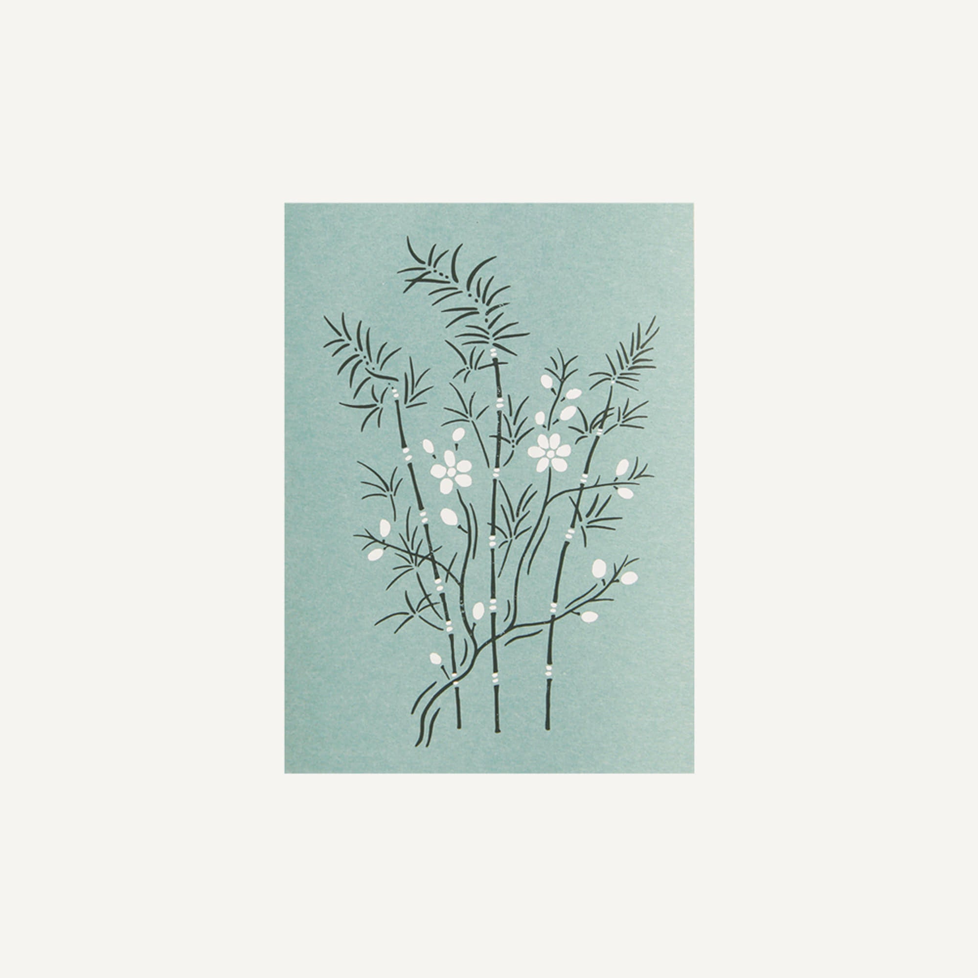 Celadon Plum Blossom Postcard & Crane Sticker Set